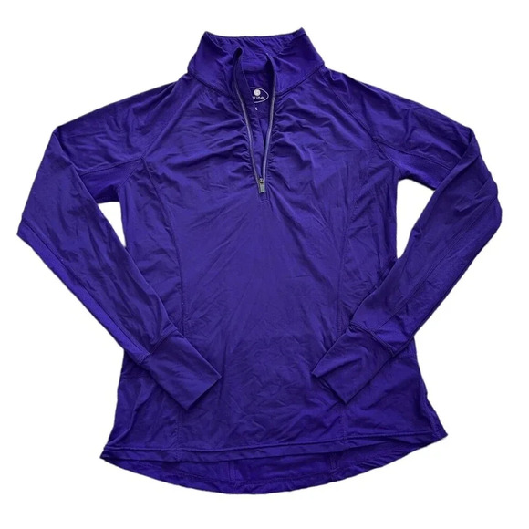 Tangerine Purple Quarter Zip Track Pullover Top S - Picture 1 of 4